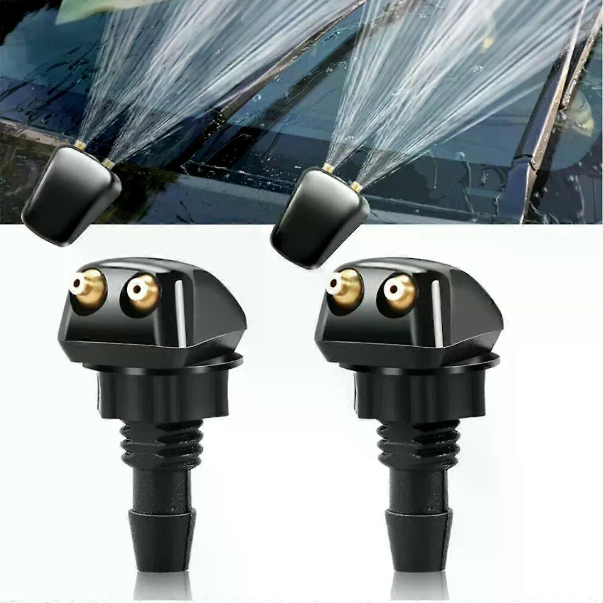 2pcs of dual hole windshield wiper nozzles compatible for most car models suitable compatible for water spray and adjustable wiper accessories