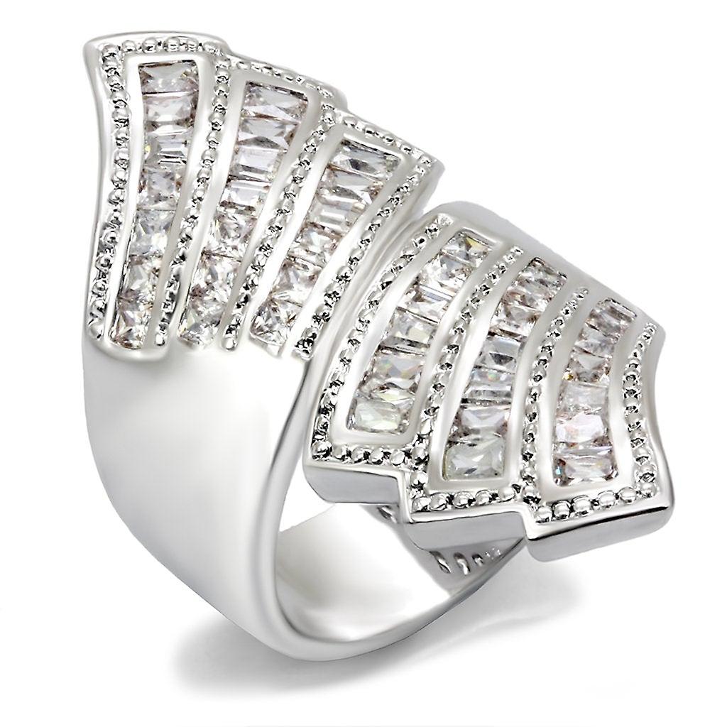 Ring AAA GRD CZ Clear 7X108 for Women Style Rhodium
