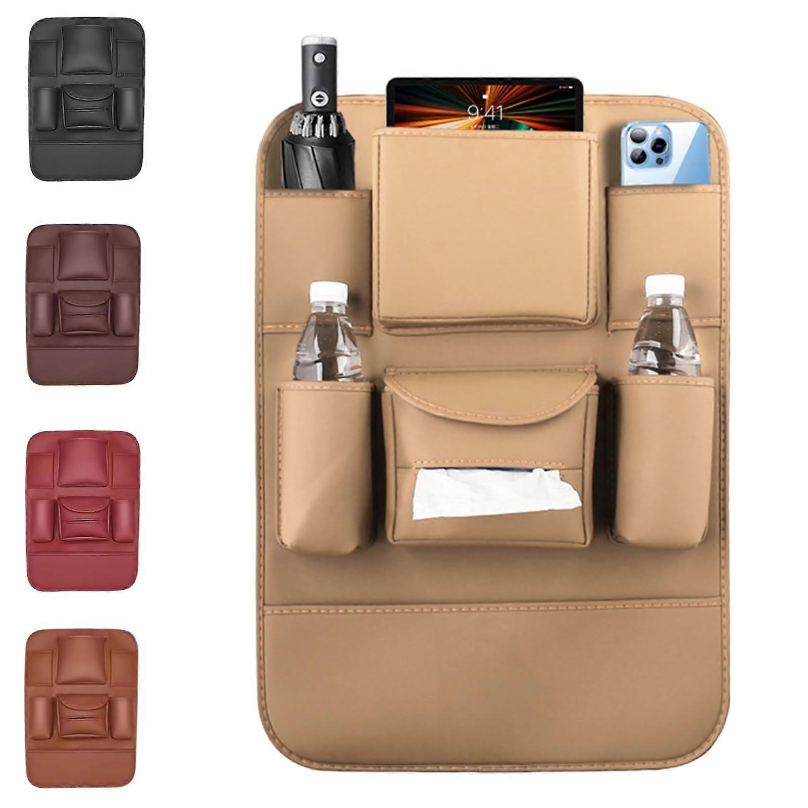 Obbarde Car Seat Back Organizer, Universal Multifunctional, with 7 Pockets (Beige)