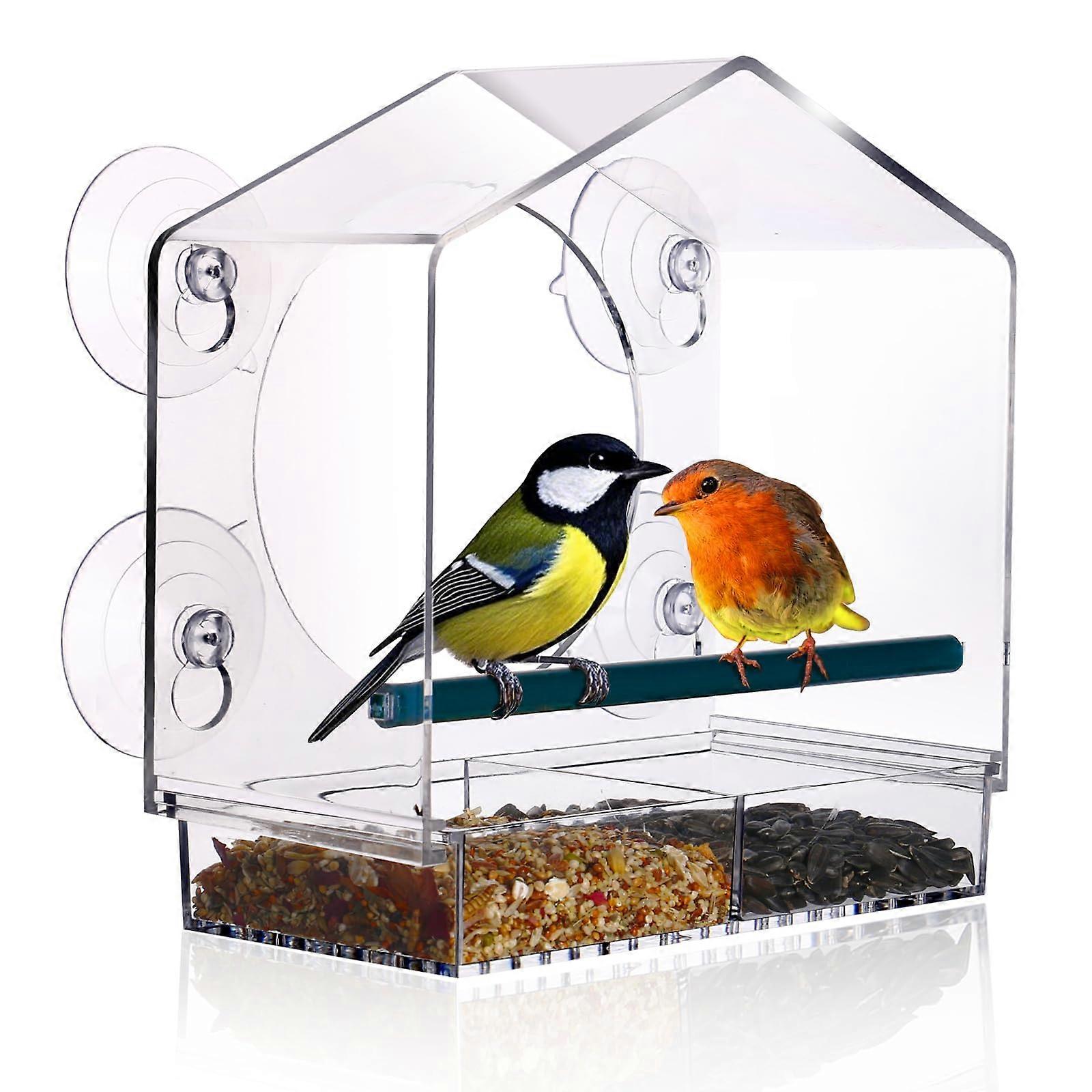 Clear Window Bird Feeder With Strong Suction Cups For Outside Use Easy-To-Clean For Viewing