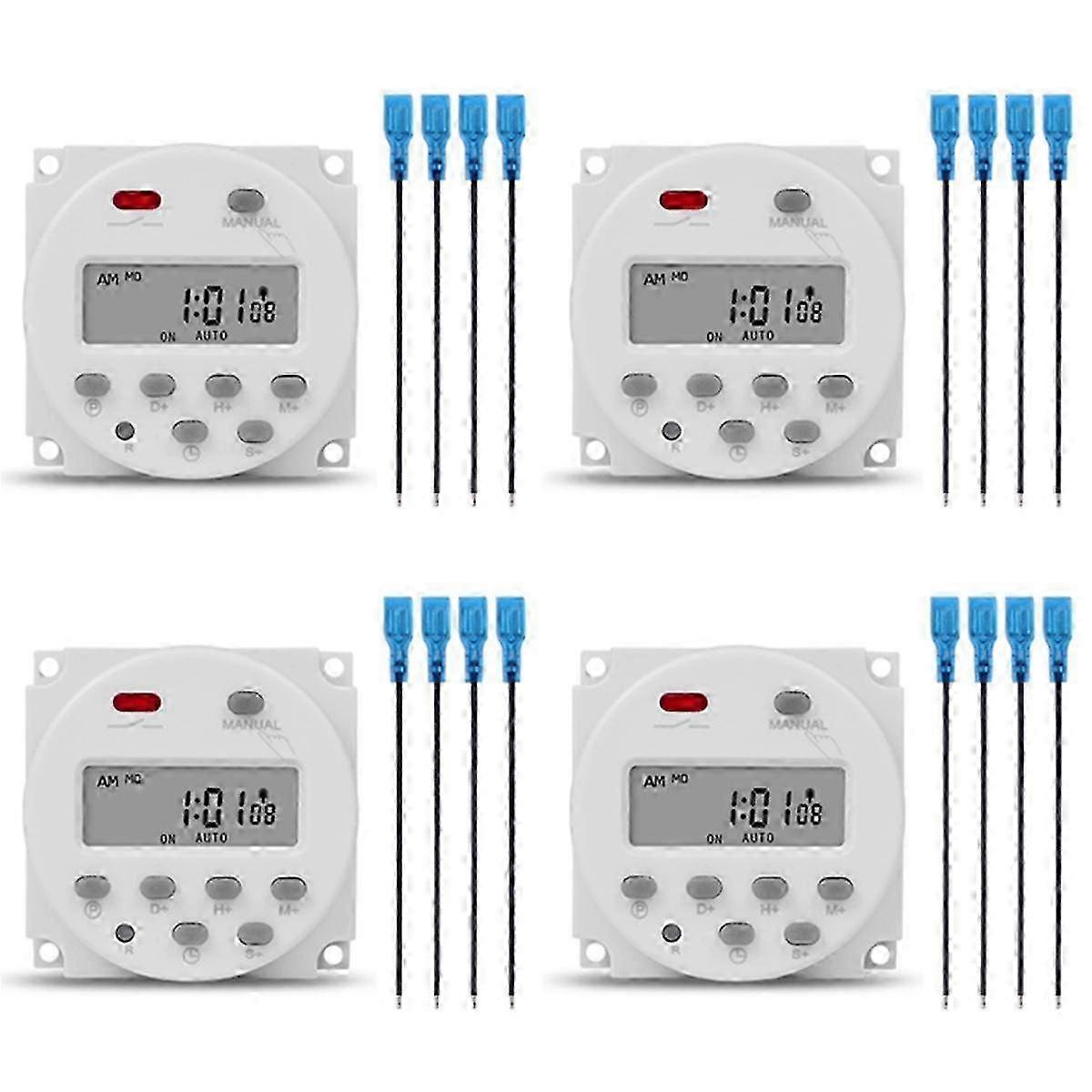 Weekly Programmable Digital LCD Timer Switch 12V 4-Channel 1s Interval Time Relay