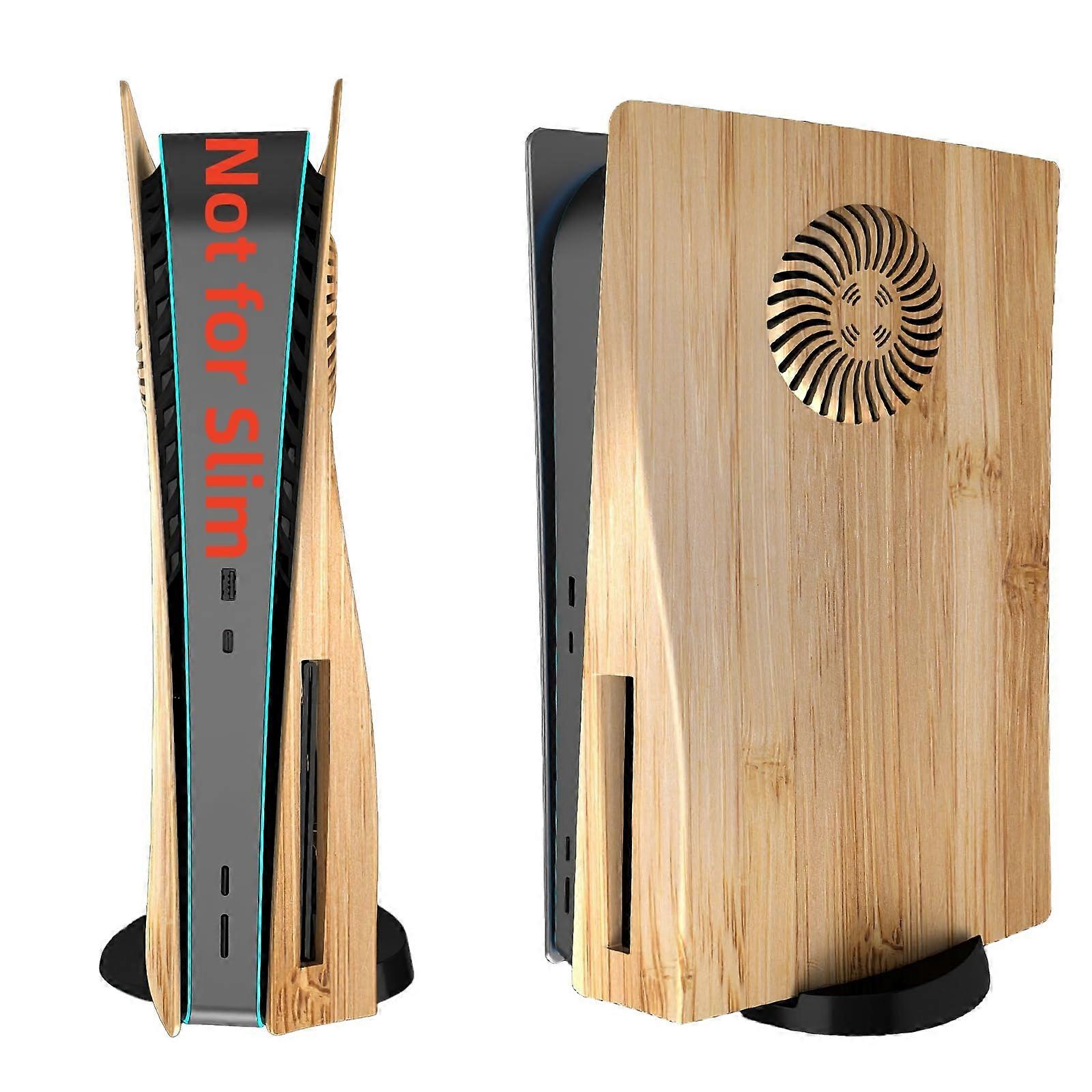 Cover Plates with Cooling Vent for PS5 Disc Edition, Wood Grain Faceplates
