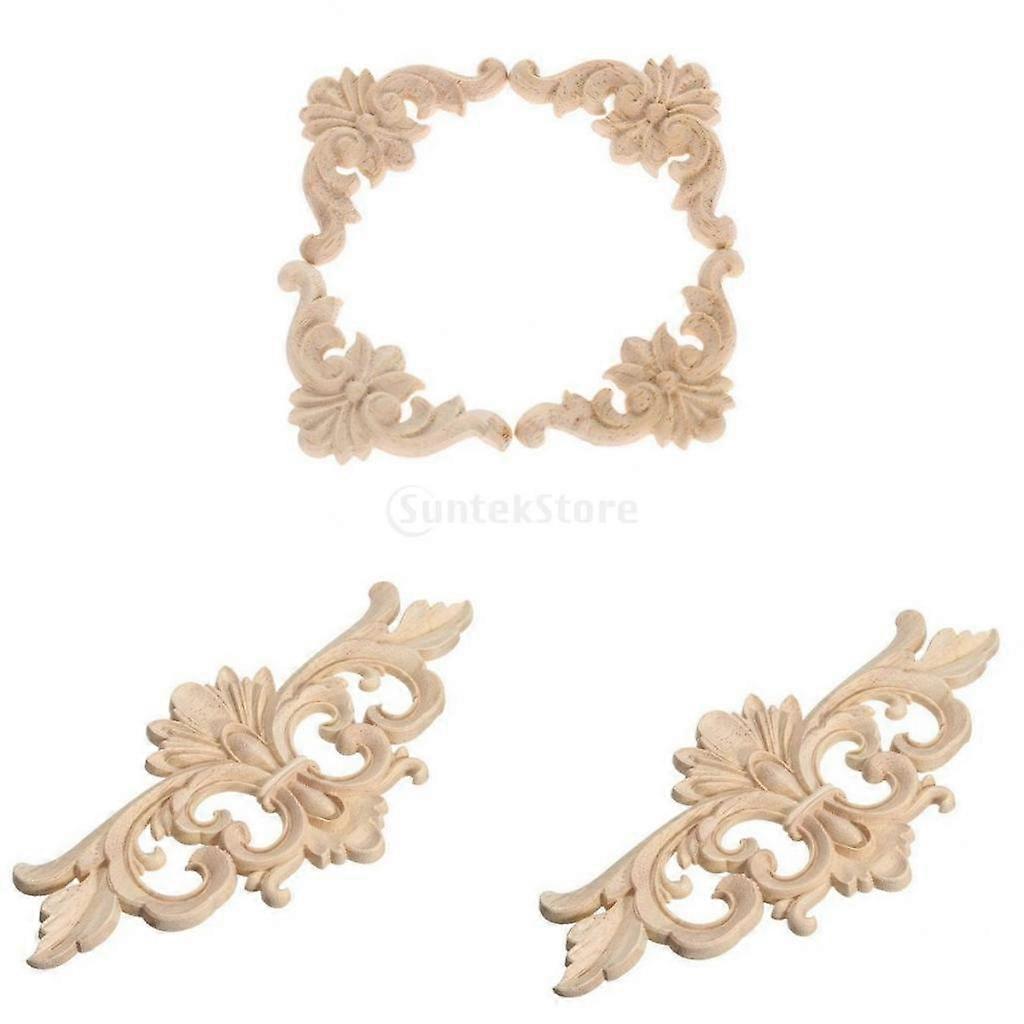 1 Set Ahşap Oyma Aplik Köşe Mobilya Dekoru