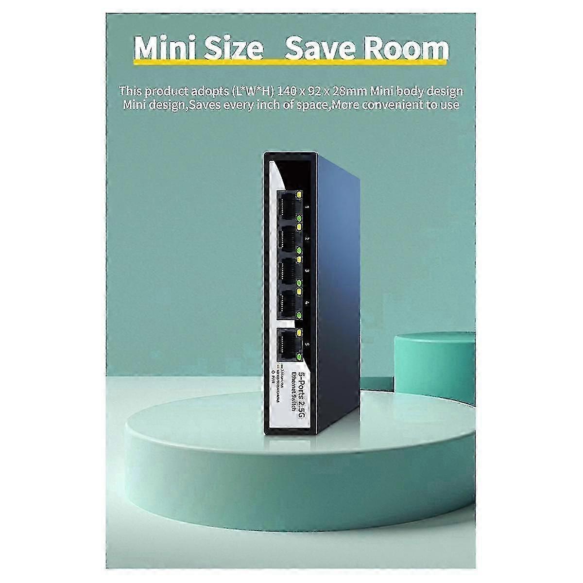 2.5gbe Ethernet Switch 5 Port 2.5g Network Switch Fanless Small Home Lab Setup Switch Unmanaged Plu