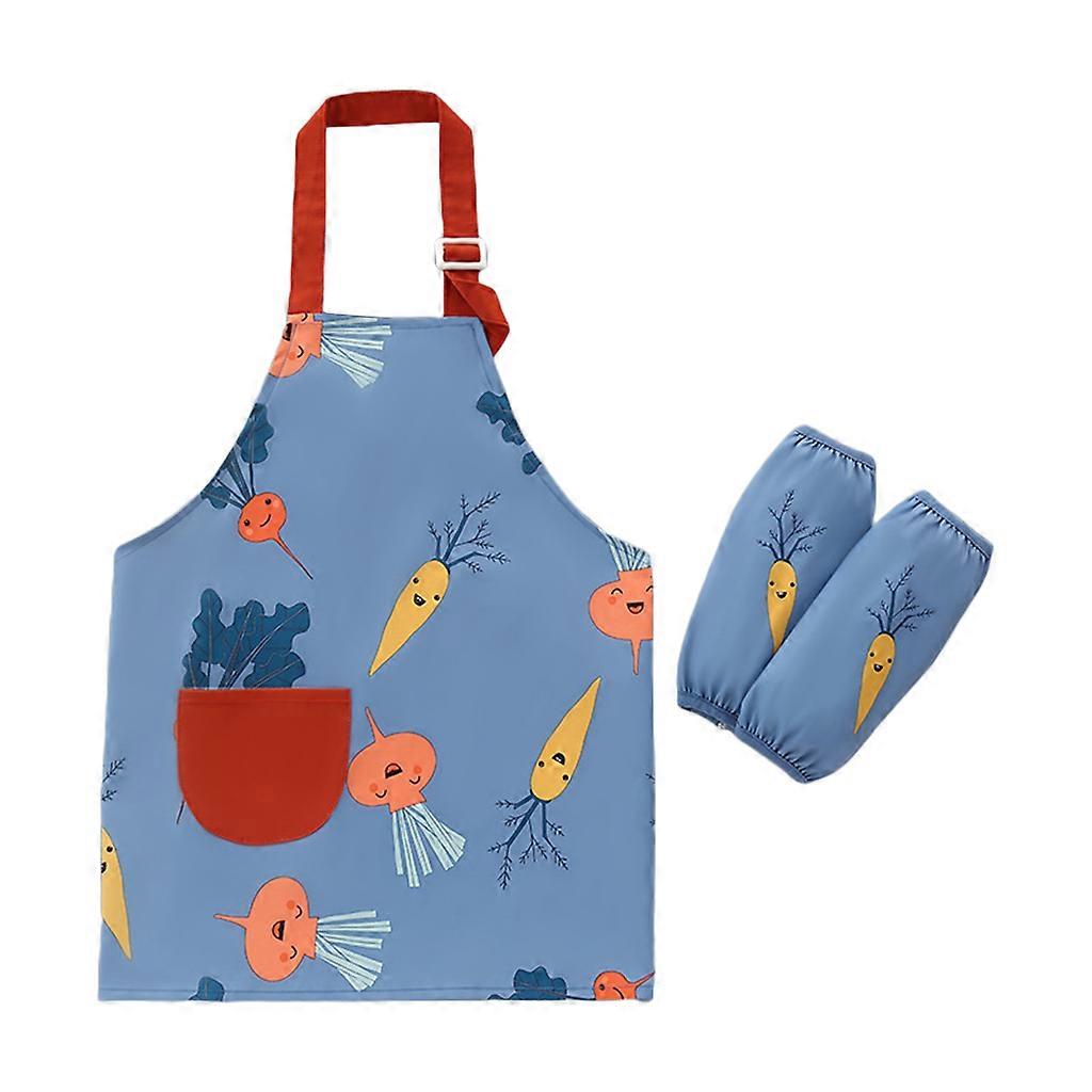 Imperméable à l’eau réglable sangle de cou peinture tablier avec 2pcs manches poche ensemble enfants tout-petit nourrisson rot tissu bavoir bavoirs M