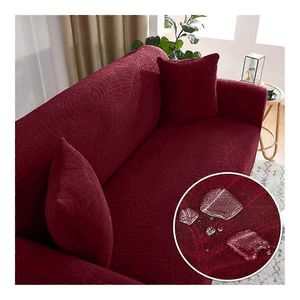 غطاء كنبة جاكار سميك، زاوية على شكل حرف L، نبيذ، 4 مقاعد، 235300 سم