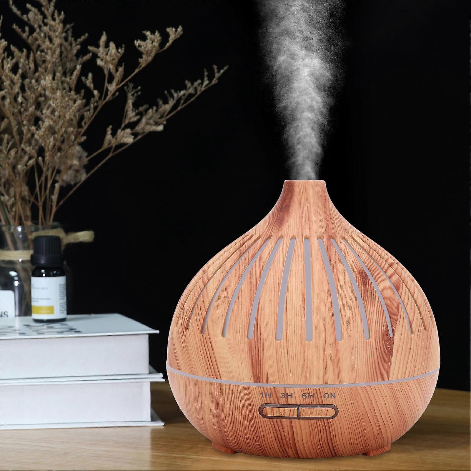 Essential Oil Diffuser Humidifier with Colorful Lights Wood Grain Quiet Remote Control Auto Shut Off Timer 400ML Aromatherapy Diffuser Humidifier EU 