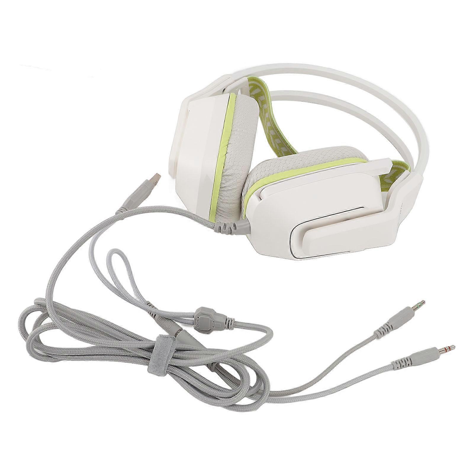 Wired Gaming Headset Memory Foam Ear Cushions Adjustable Headband Gaming Headset with Mic for PC Laptop Game Console White 