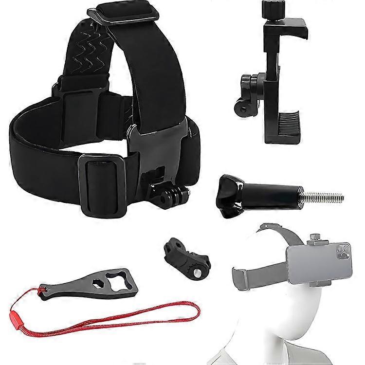 5-in-1 Action Camera Accessories Kit Head Strap with Phone Clip and Wrench Compatible For GoPro