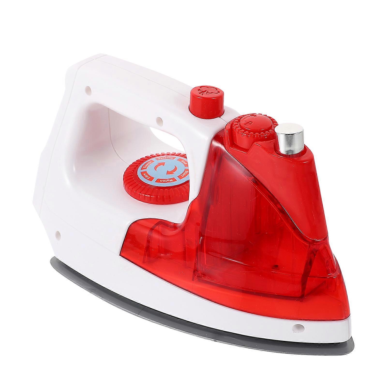Red Plastic Simulated Electric Iron Toy for Kids Safe and with Lovely Design 1pc
