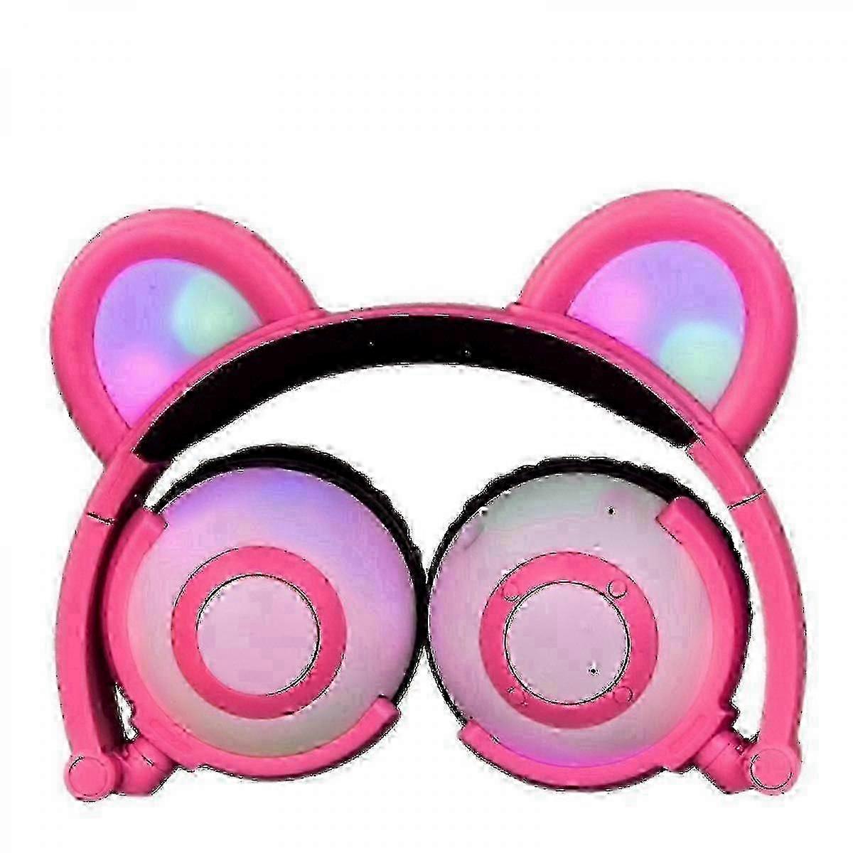 Adjustable Wireless Bluetooth Cat Ear Headset with Cute LED Flash for Office, Sports, School, and Travel