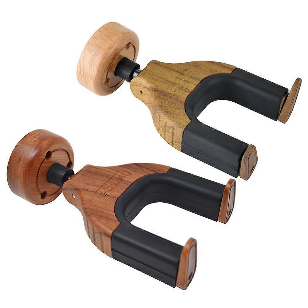 2pcs Detachable Wall Mount Guitar Hangers Solid Wood Hooks with Rubber Cradle for Acoustic, Electric & Bass Instruments – Easy Install & Stylish Decor