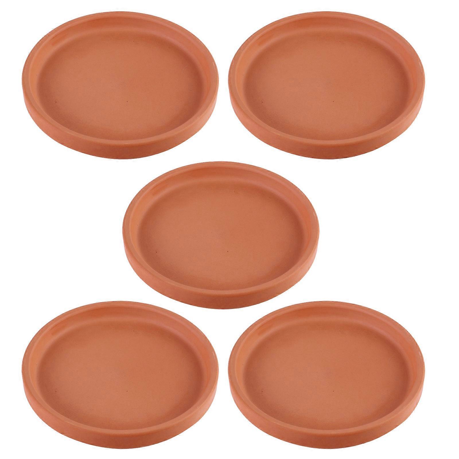5pcs Ceramic Planter Holders with Drainage Saucers, Lightweight Terracotta Flower Pot Trays for Indoor Outdoor Use, Multipurpose Plant Pot Drip