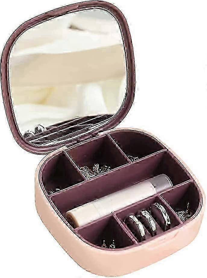 Ladies Are Convenient Travel Jewelry Case With Mirror (Pink) 1 Pieces