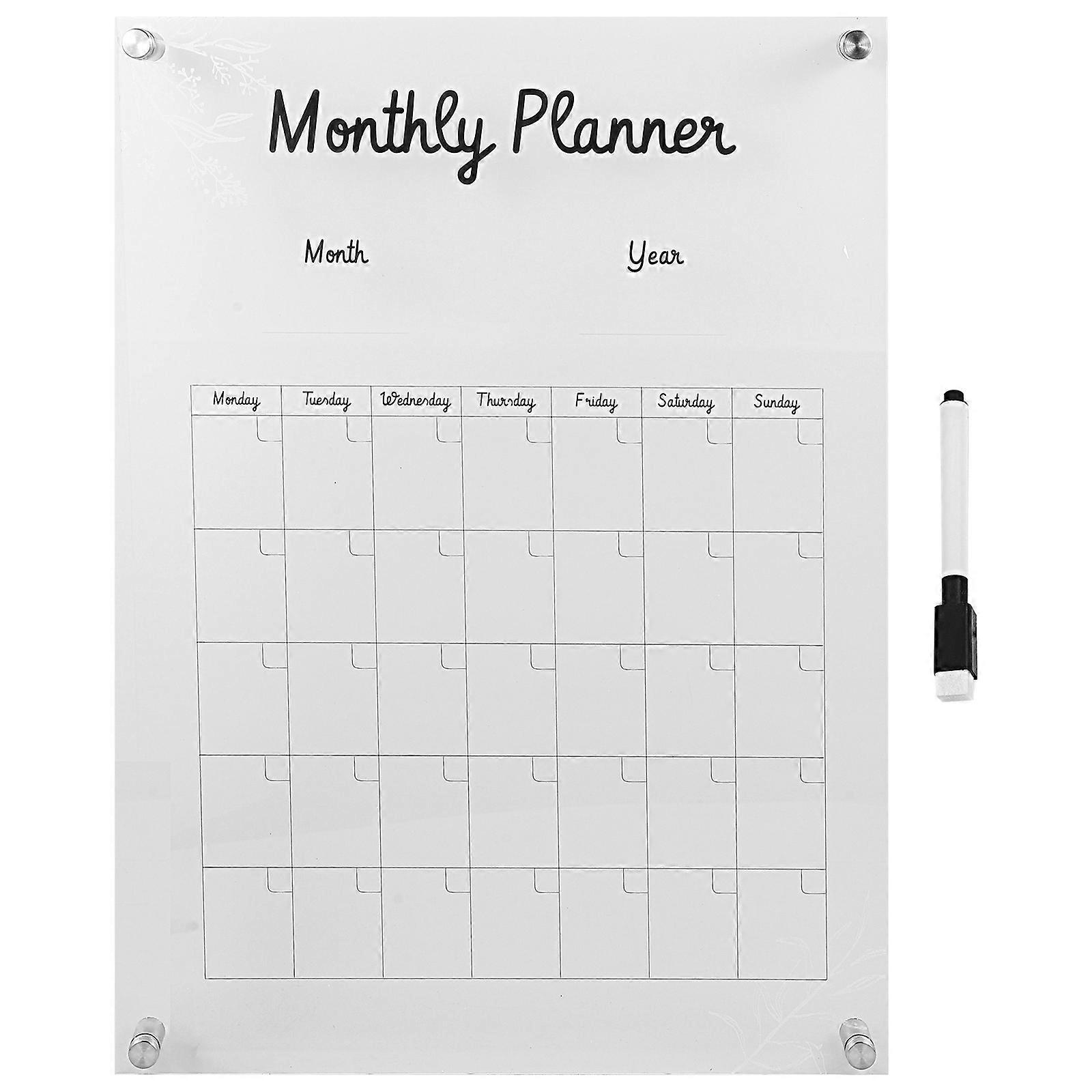Planning Board Acrylic Erasable Weekly Plan Memo Board for Home Office Use 40x29.7cm 1 Set