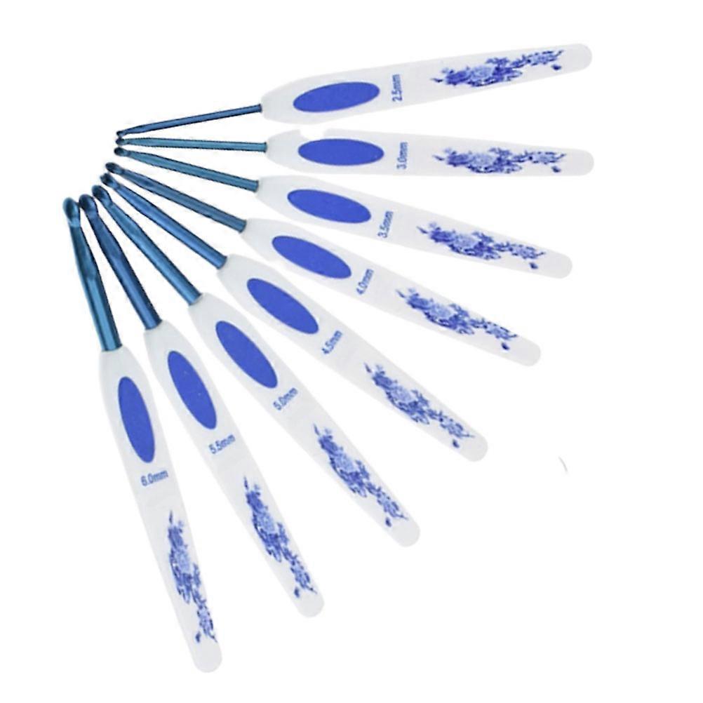 Metal Crochet Hooks Set Weaving Knitting Needles Leisure Activities Assorted Color Plastic Ergonomic 1Setx8Pcs