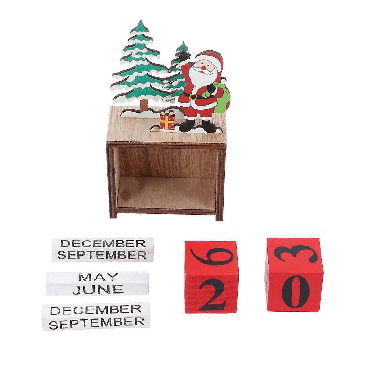 Wooden Perpetual Calendar For Desk Reusable Display Date Photography Props Desktop Ornament 12.5*7*3.5cm 1Set