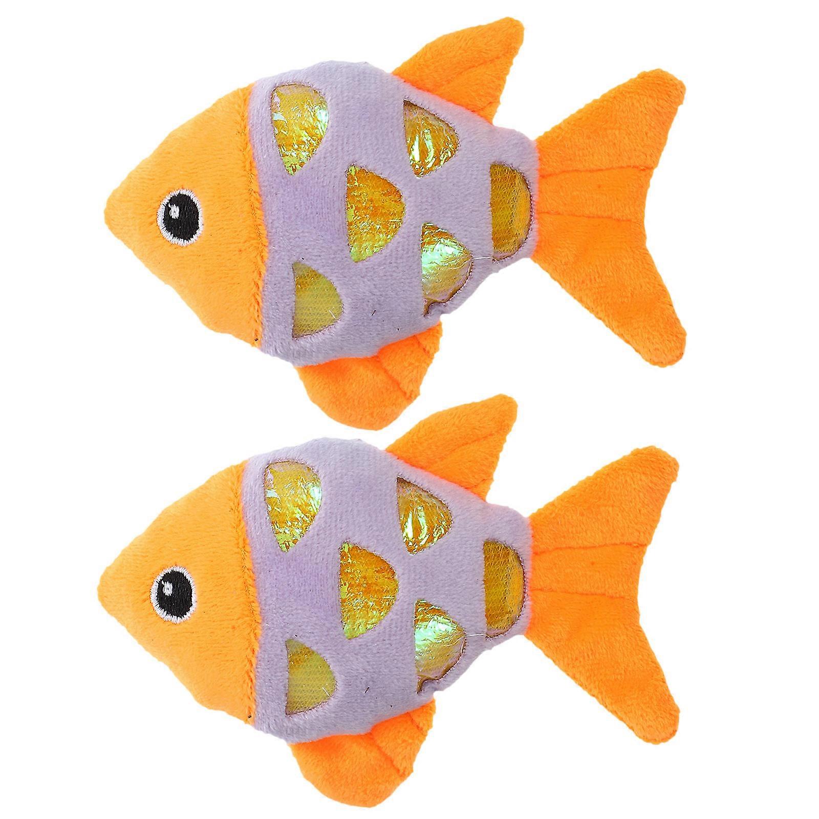 Fish Shape Cat Toy Interactive Play for Kitten Indoor Cats Orange 2Pcs