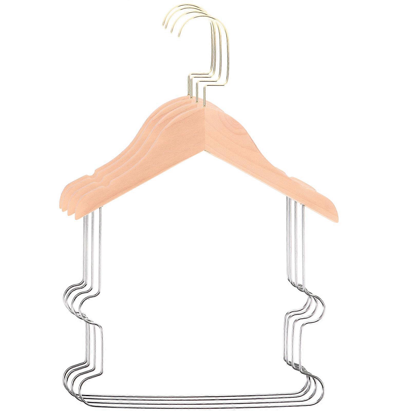 4pcs Solid Wood Clothes Hangers with Integrated Design for Suits and Pants – Smooth Surface Storage Rack for Closet Garment Protection