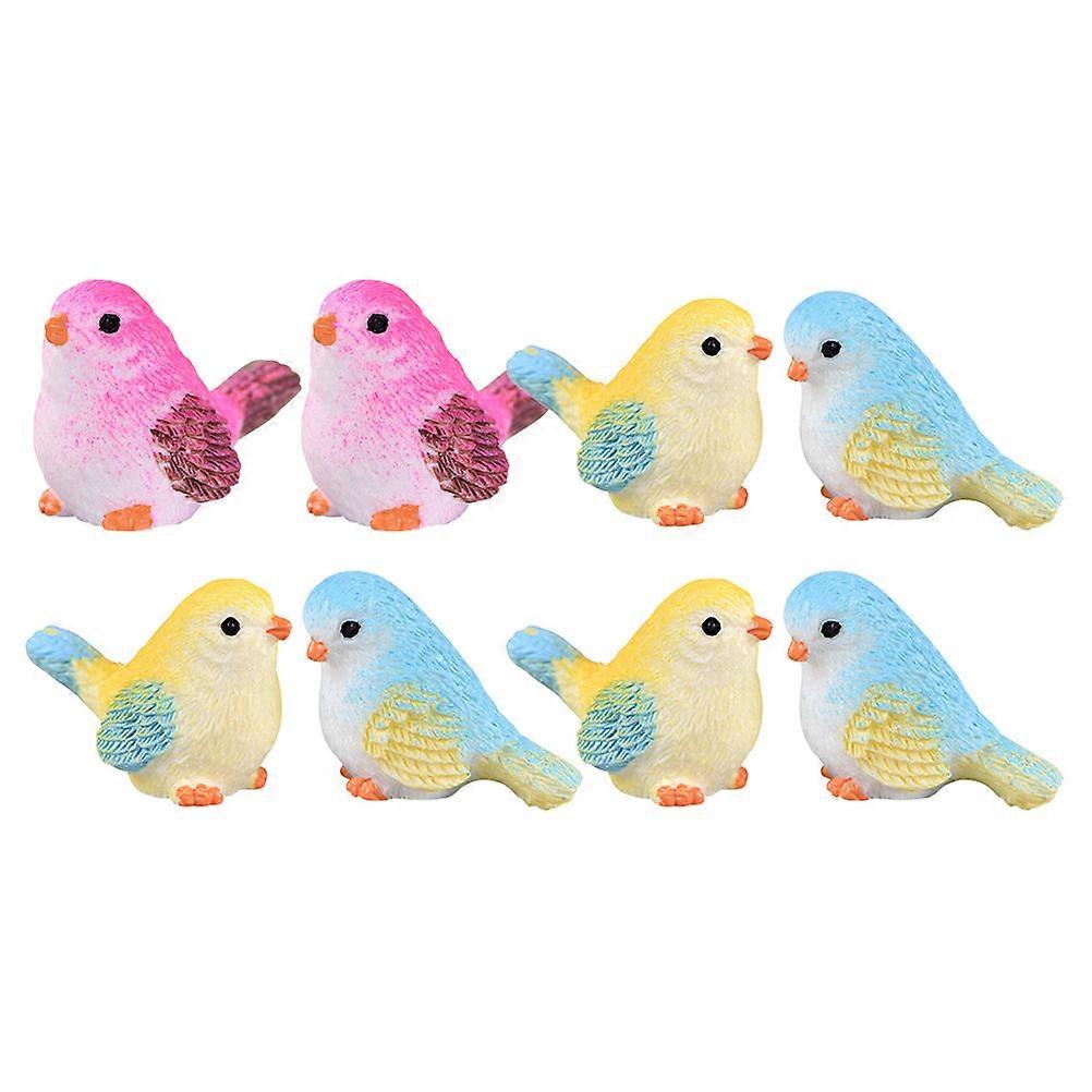 Mini Bird Figurine Resin Bird Figurines Office Decoration Assorted Color 2.8X2.3CM 8Pcs