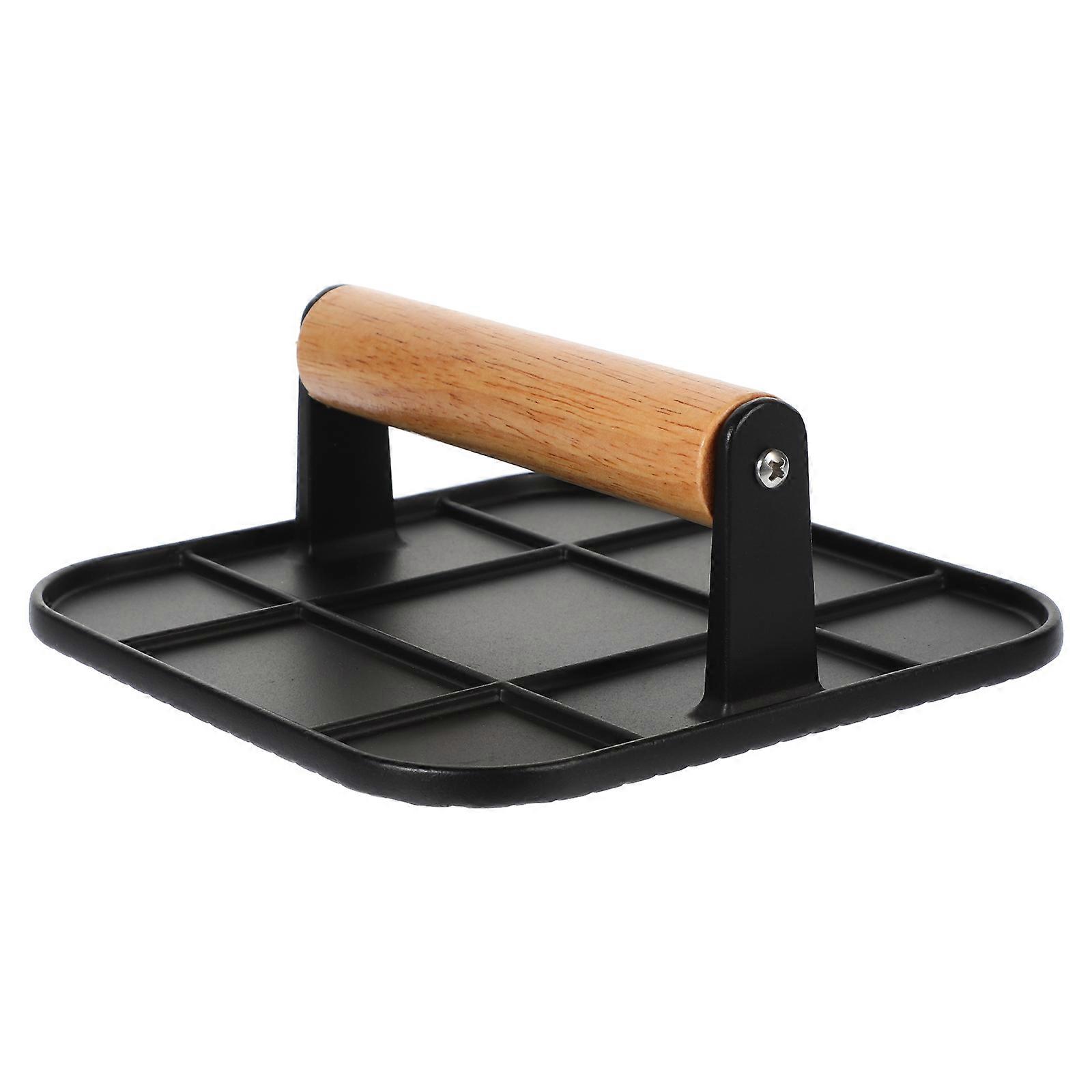 Burger Press With Wood Handle Simple Design For Outdoor Barbecue 16.00X16.00X6.00CM Aluminium Alloy 1Pack