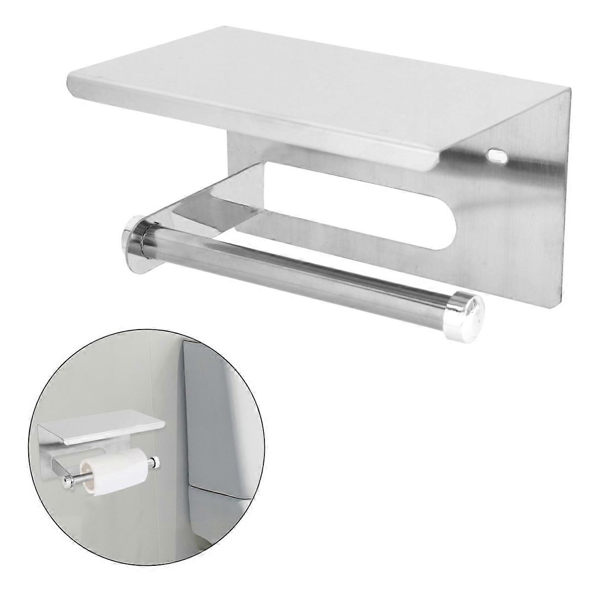 Toilet Paper Wall Holder Stainless Steel Wall Mount Organizer Modern Design Rectangular Bathroom Accessory Silver 14X9.3X8.3CM 1 Set
