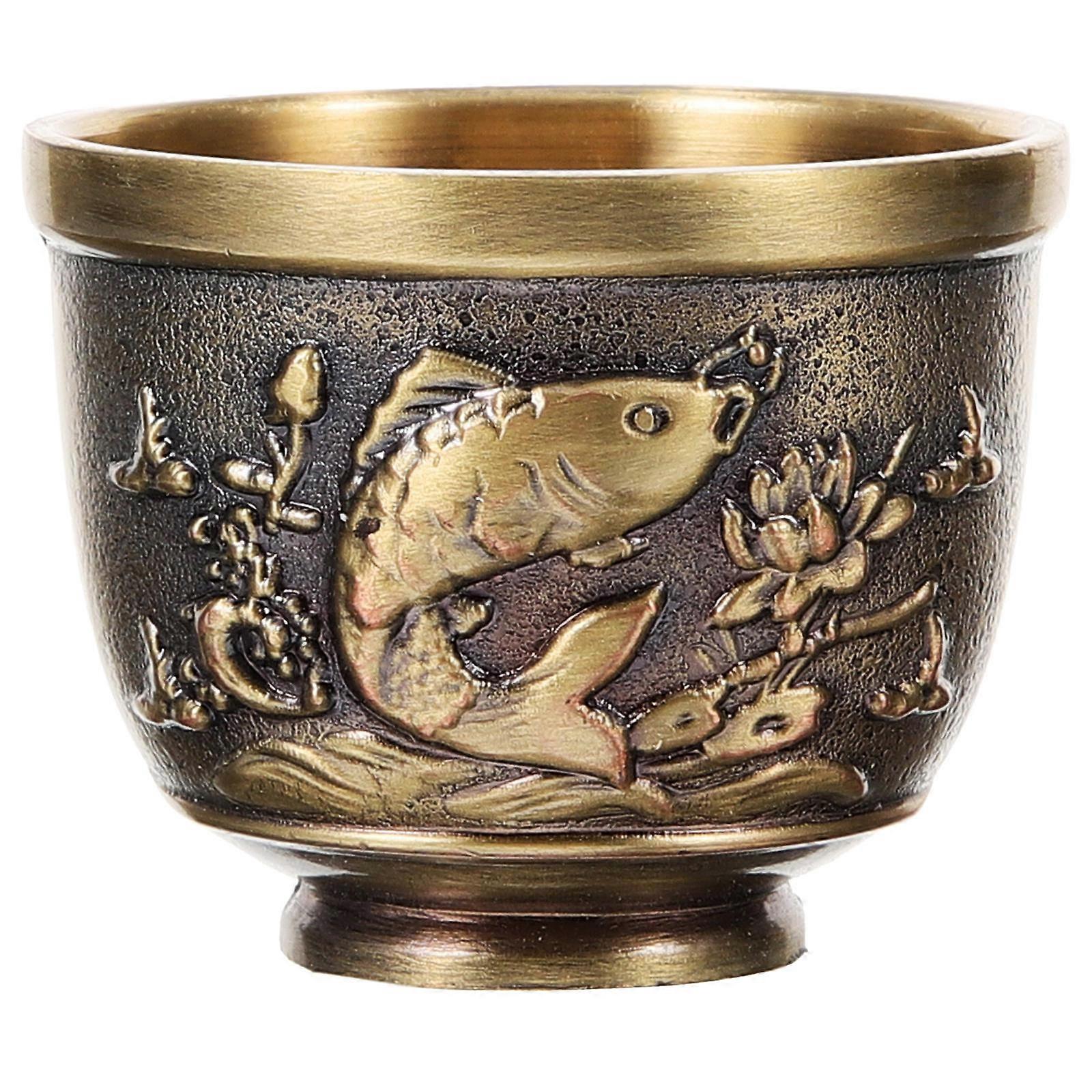 Vintage Metal Tea Cup with Elegant Ancient Design, Sturdy Base, and Generous Capacity for Tea Drinking, Celebrations, and Business Occasions