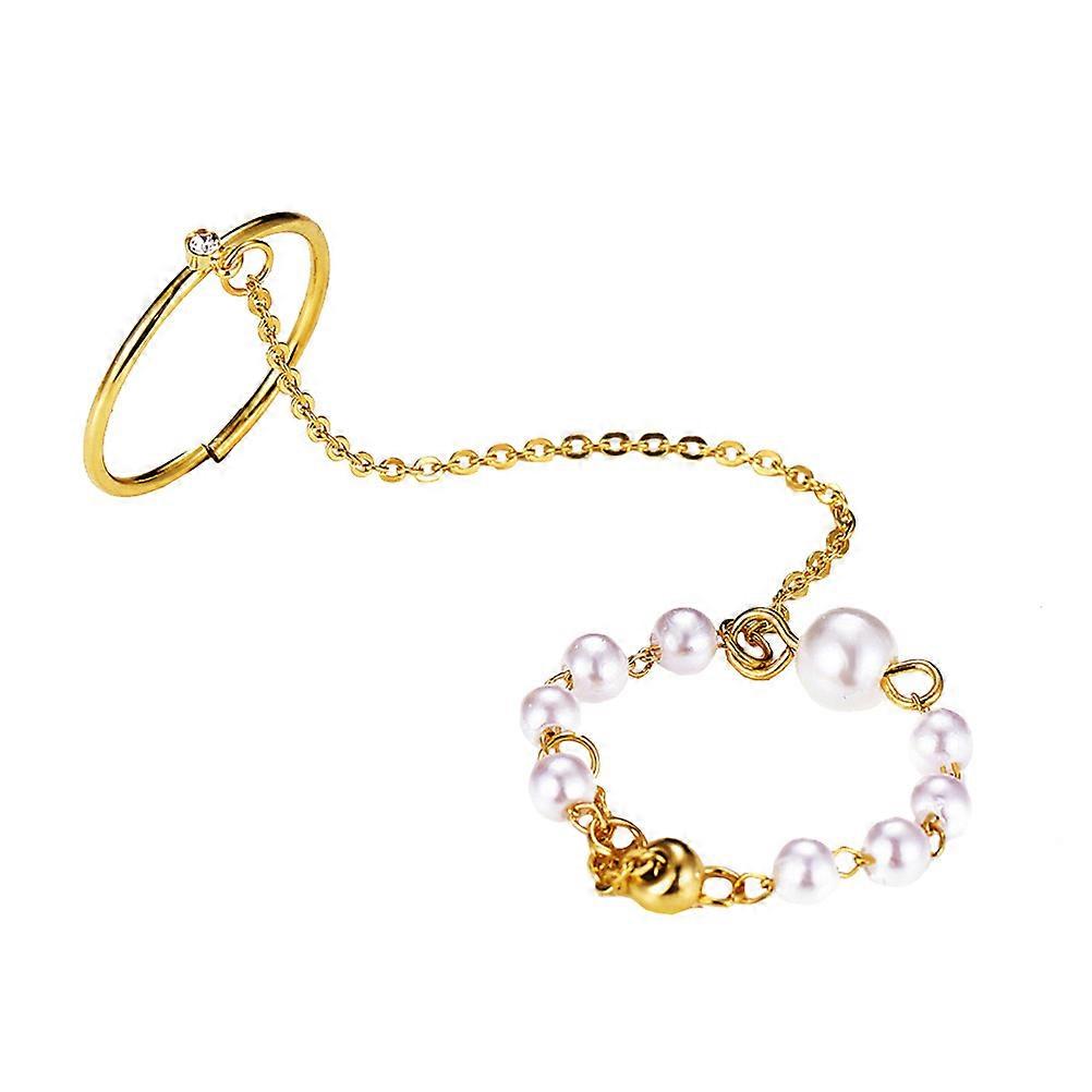1pc Creative Retro Simple Chain Ring With Imitation Design For Fashion Lovers Elevate Your Style With Detail