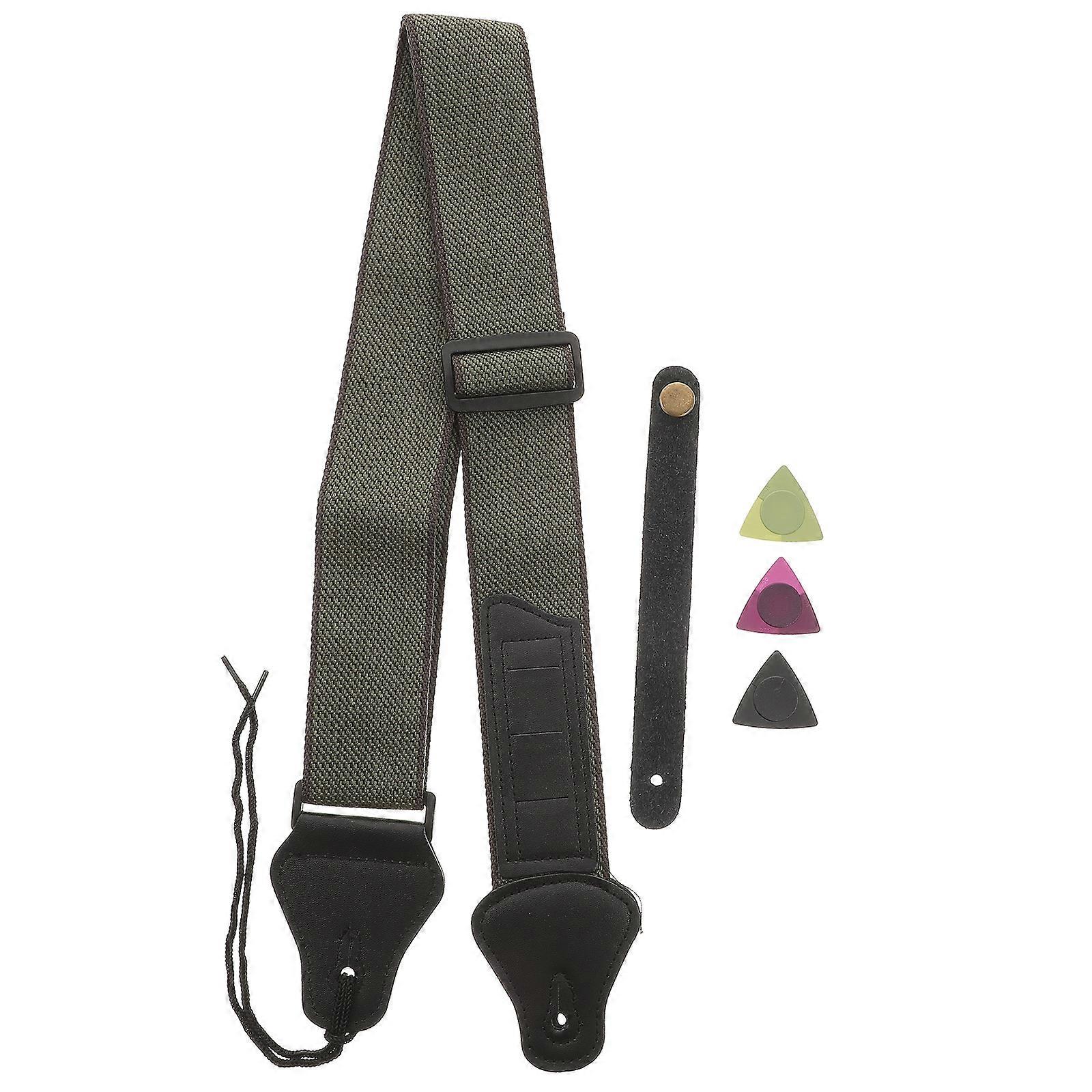 Cotton Guitar Strap with Comfortable Neck Belt and Plectrums – Stylish Stretch Guitar Accessory for Acoustic, Electric, and Bass Guitars – Random