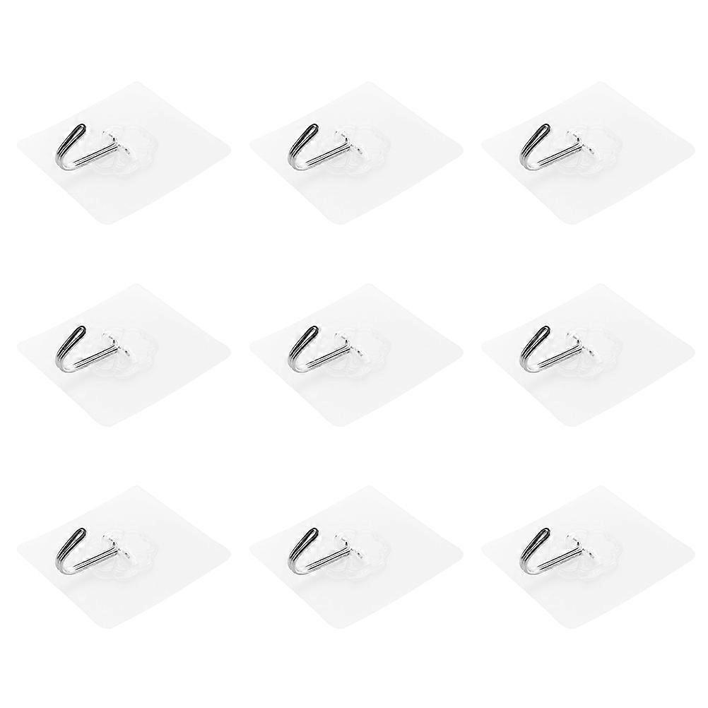 Adhesive Wall Hooks Bath Hooks Shower Outdoor Garage No Drill Hooks for Hanging Transparent 6 x 6 x 2 cm Waterproof 50Pcs