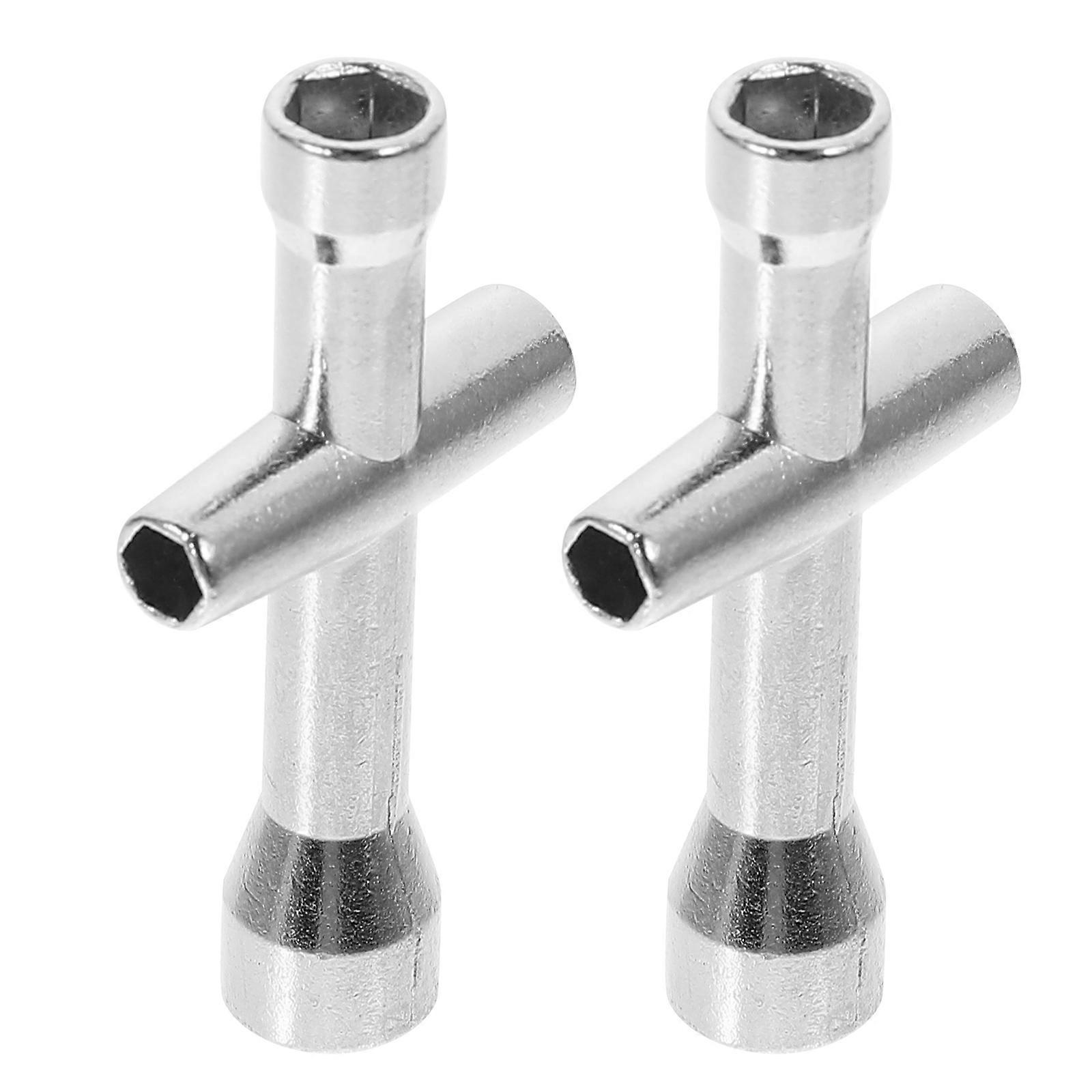 Hexagon Spanners Cross Wrenches Sockets for Model Enthusiasts Silver 2Pcs