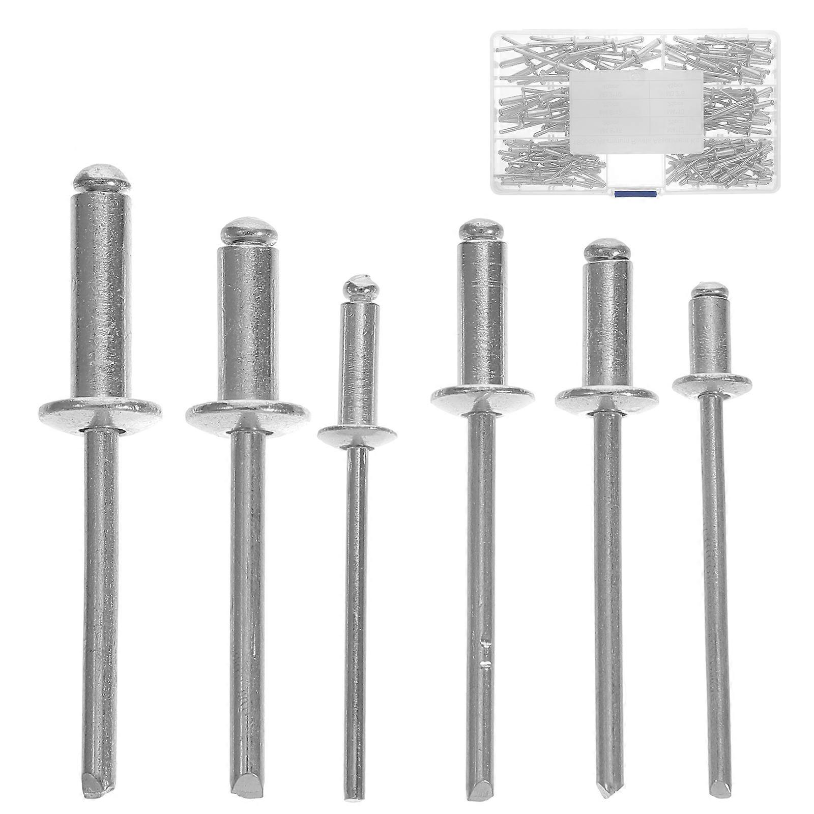 Metal Pop Rivets Assortment Pop Rivets Terminal Ends Vibration Resistance Silver Round Head 180Pcs
