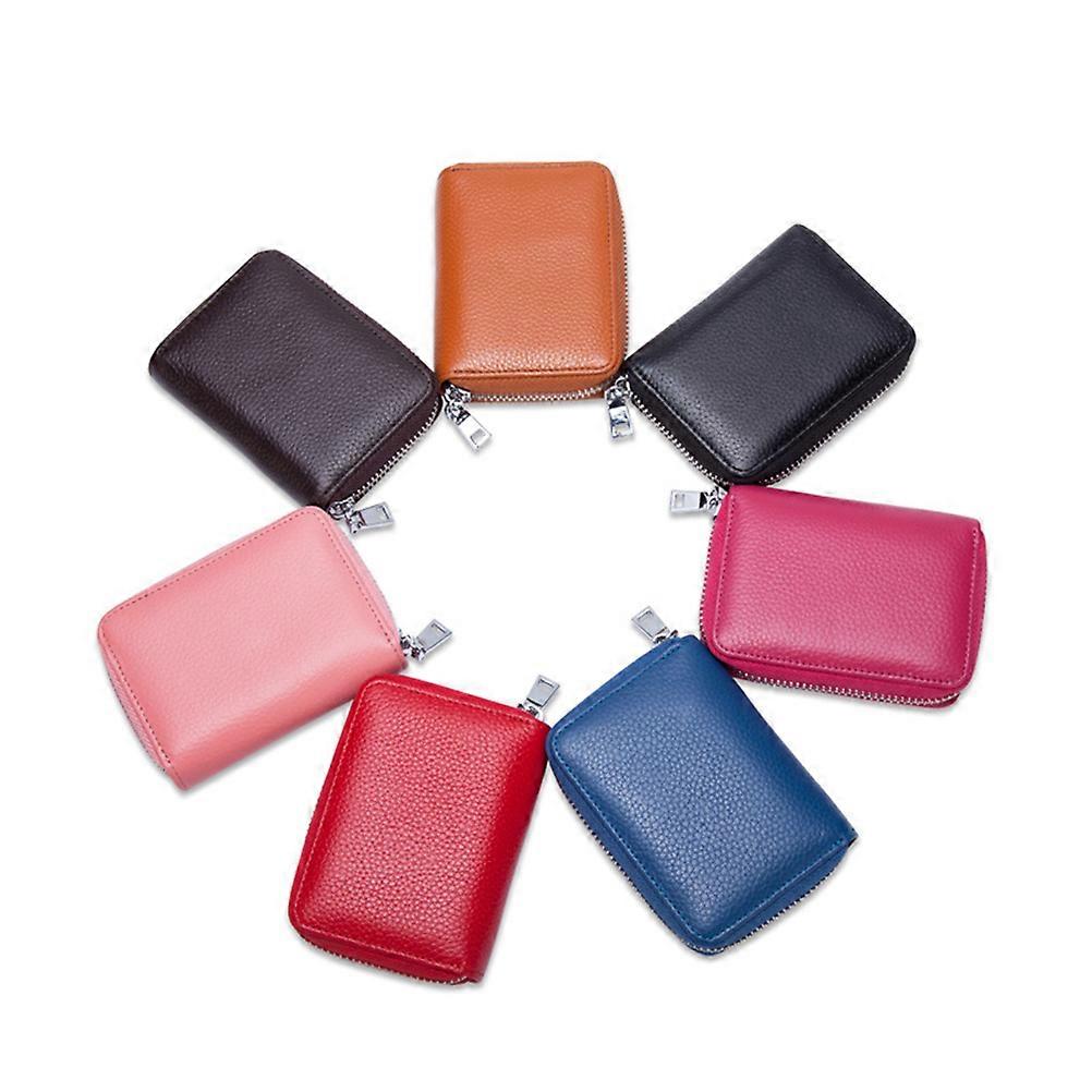 Ladies Card Bag Credit Case Organizer Holder Artificial Leather Multi-Pocket Design Brown 1Pcs