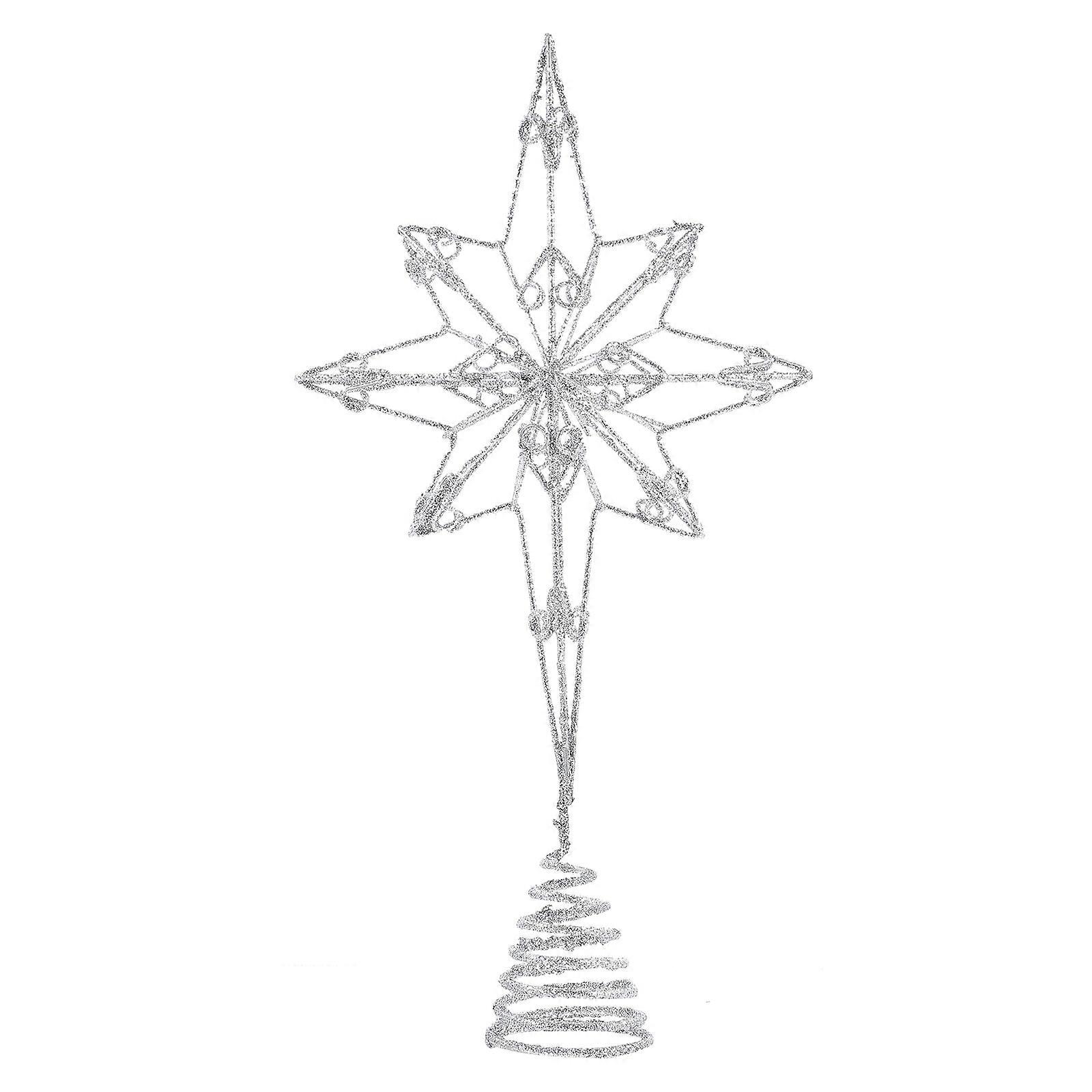 Silver Christmas Tree Topper Star Sturdy Xmas Decoration for Festival, Home, Party & Seasonal Ornament Use