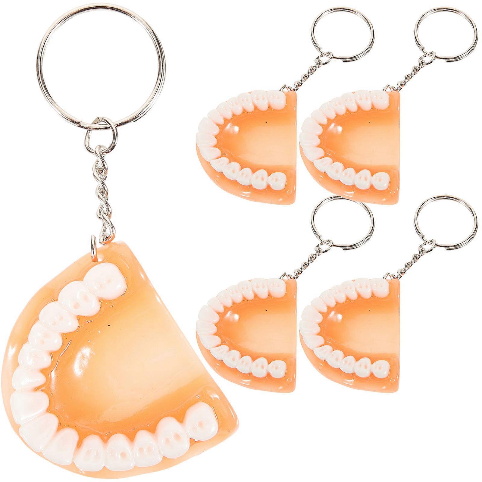 Keychain False Tooth Design Bag Decoration Pendant Chocolate 4.5*3.8CM 5Pcs