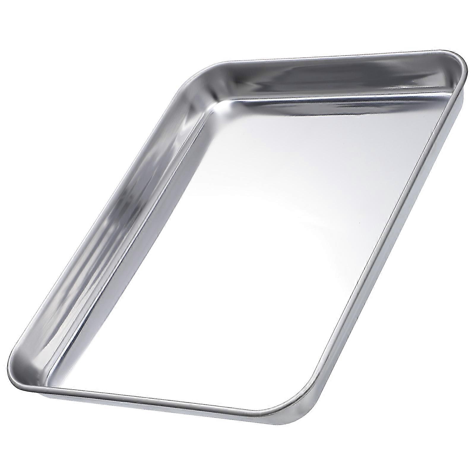 1Pc Stainless Steel Cake Baking Pan Flat Bottom Sushi Serving Tray