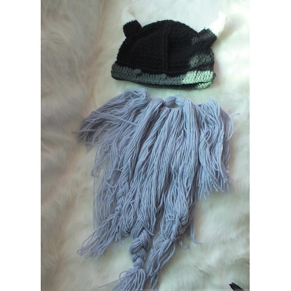 Vintage Medieval Hat Viking Style Handmade Woolen Hat for Halloween Party Decoration Light Grey 60 x 32 x 3 cm 1Set
