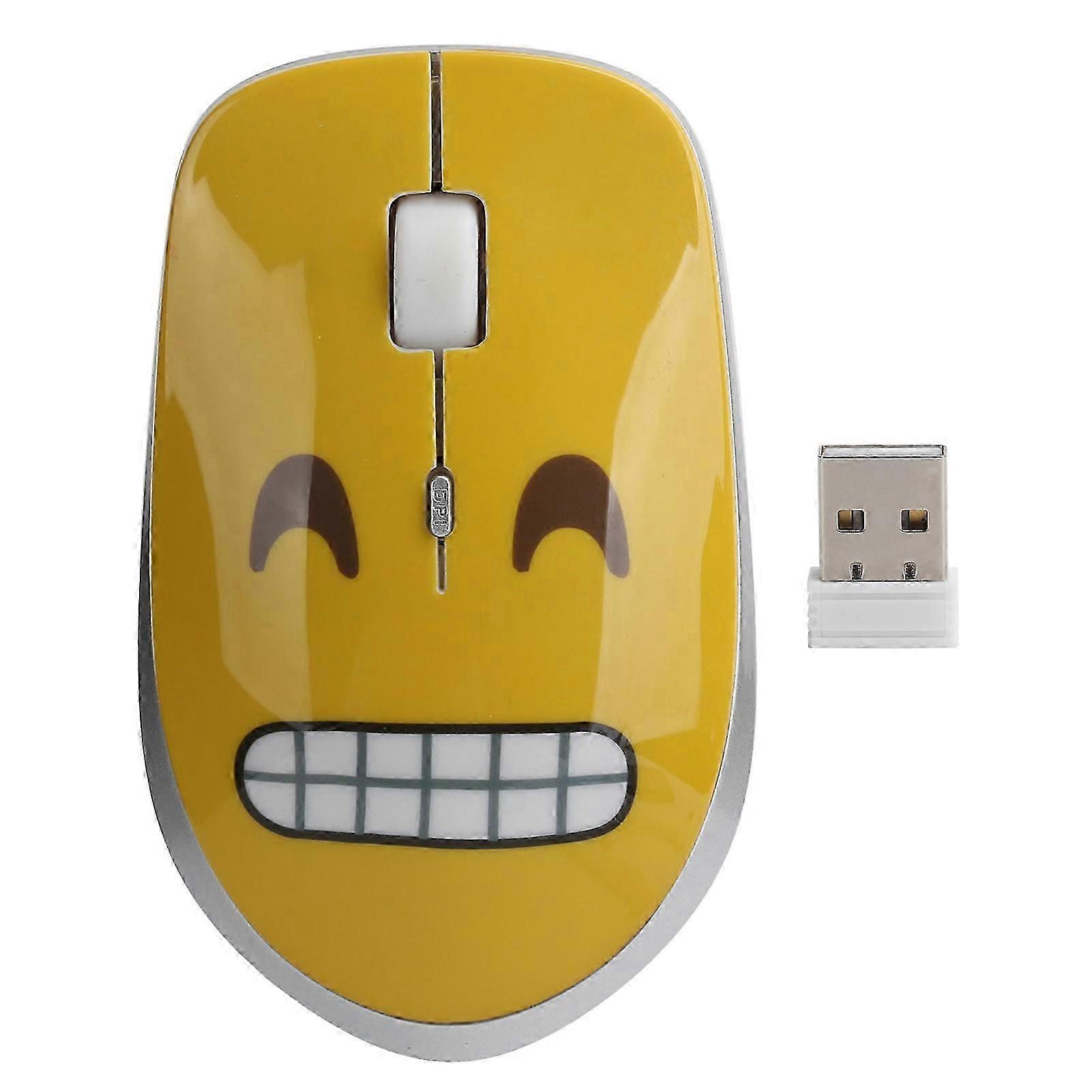 Wireless Mouse Mute Cute Expression Office/Gaming Mice Notebook Desktop Computer AccessoriesGrin Pattern