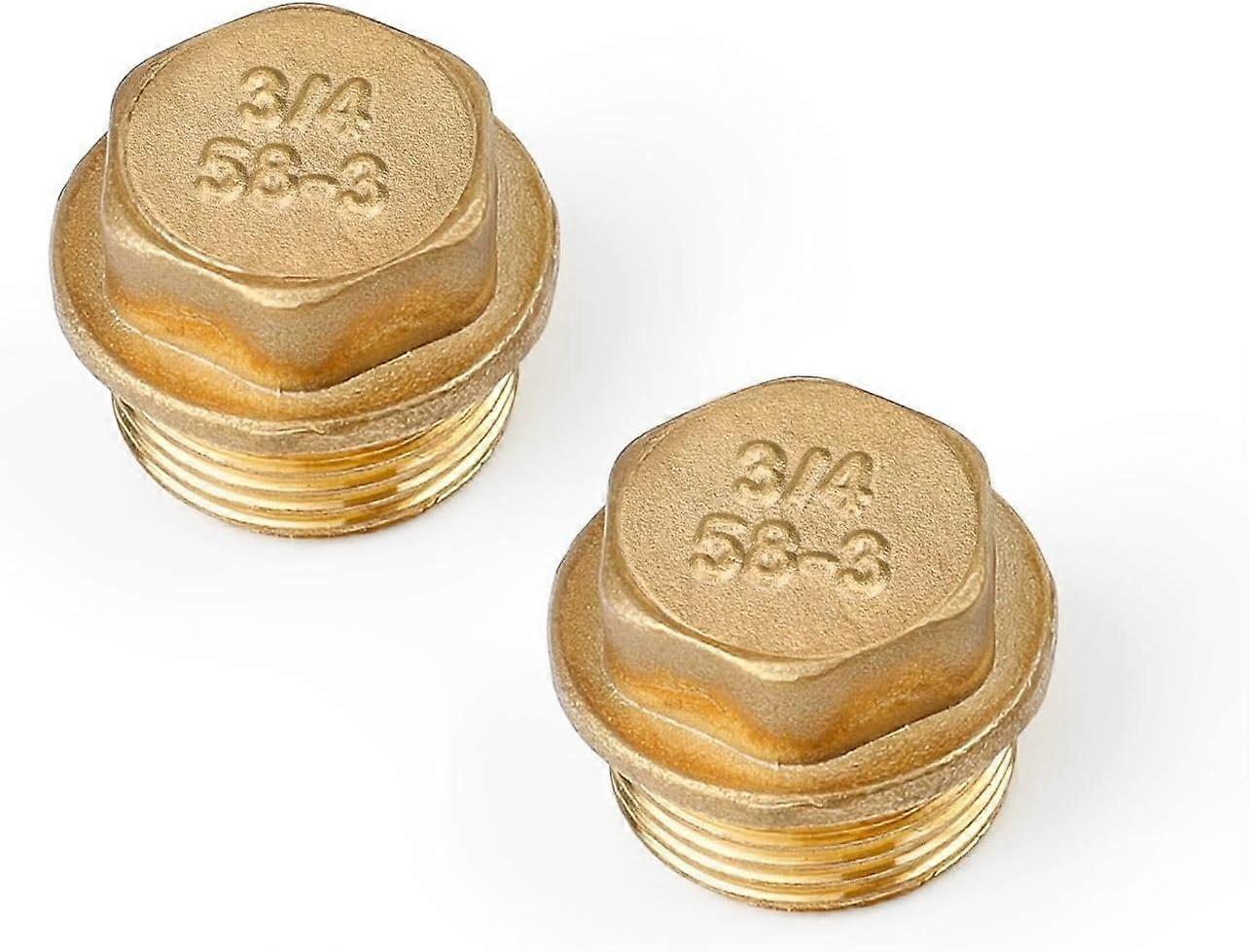 2 pieces brass pipe plugs, hexagonal pipe plugs