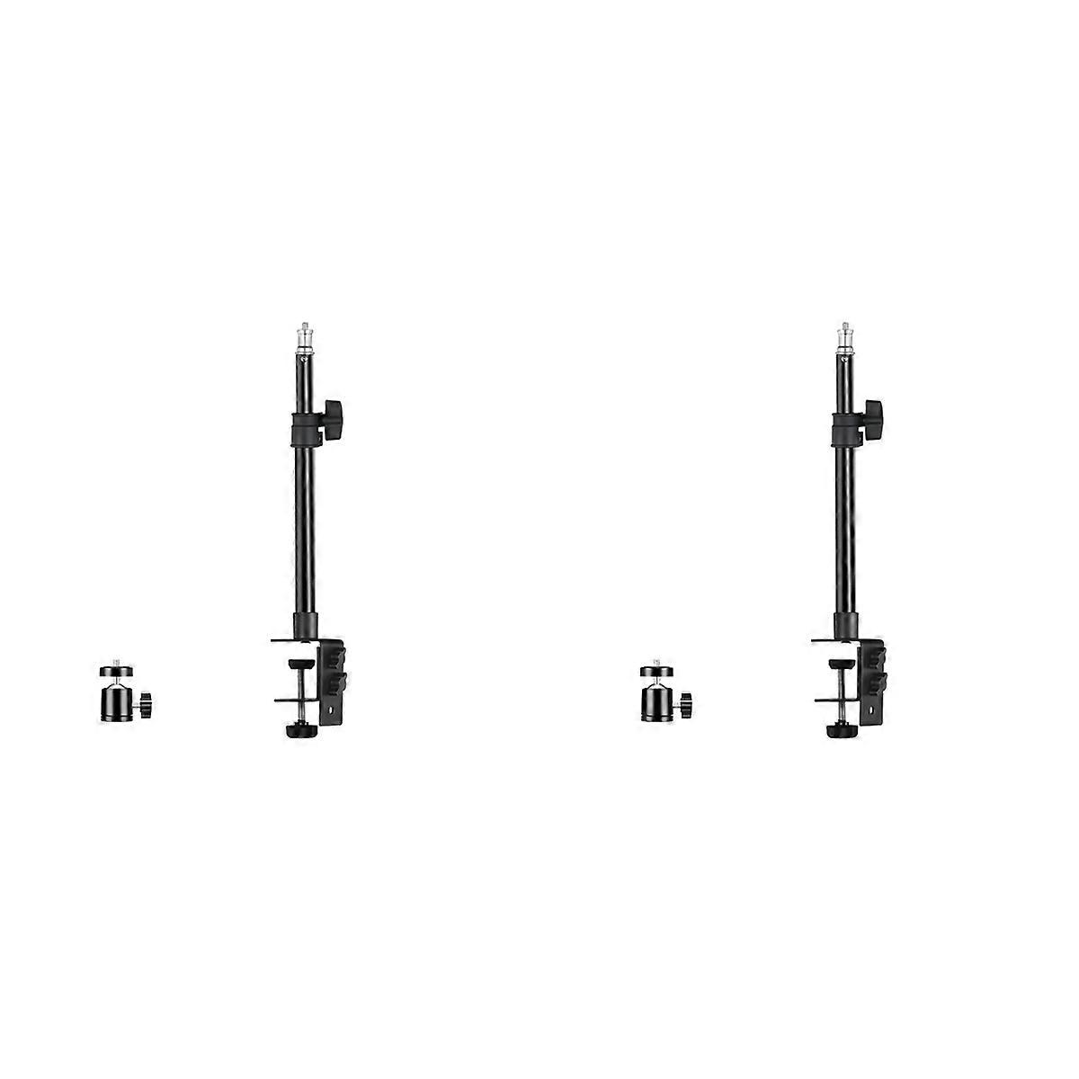 2X C Tripod Clamp Desk Mount Light Stand with 1/4In Ball Head Table Fixture Adjustable Camera Tablet