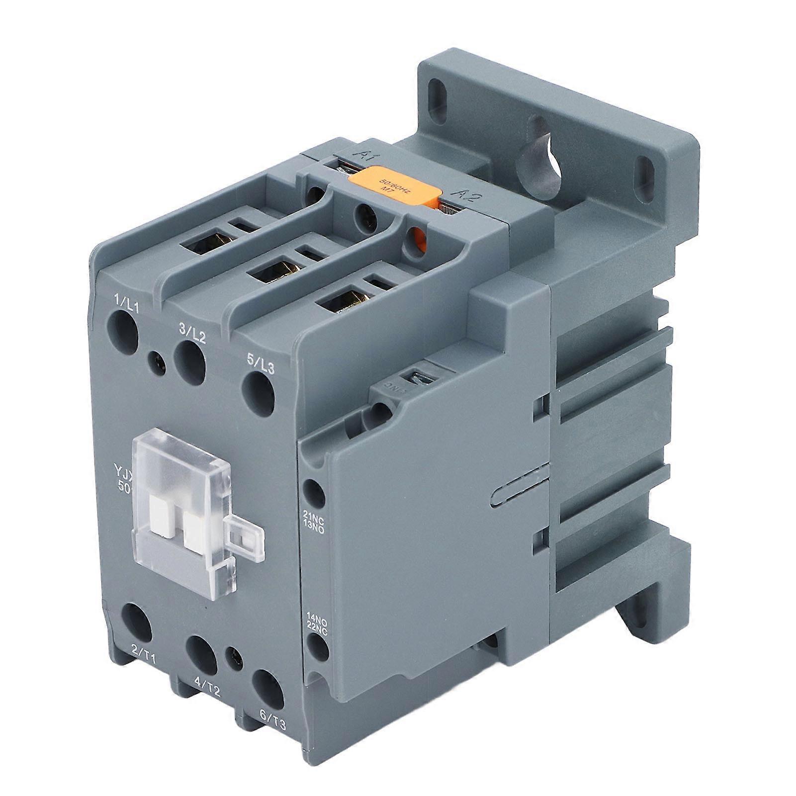 50A AC Motor Contactor, PC Shell, Strong Conductivity, Stable Connection, 1 NO, 1 NC, AC 220V