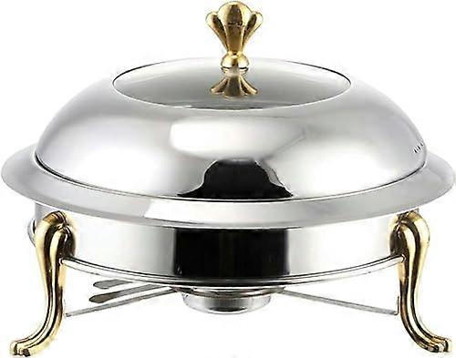 Chafing Dish Gilded Round Set Stainless Steel, Buffet Warmer With Pan, Fuel Holders And Lid, Catering 28 cm And 18 cm