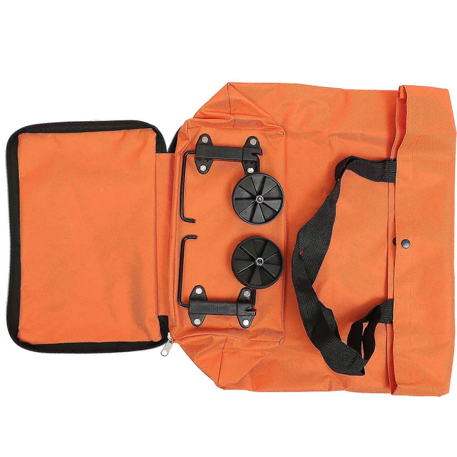 Collapsible Bag With Wheels Trolley Bag Office Workers Orange 48X28X18CM Large Capacity 1Set