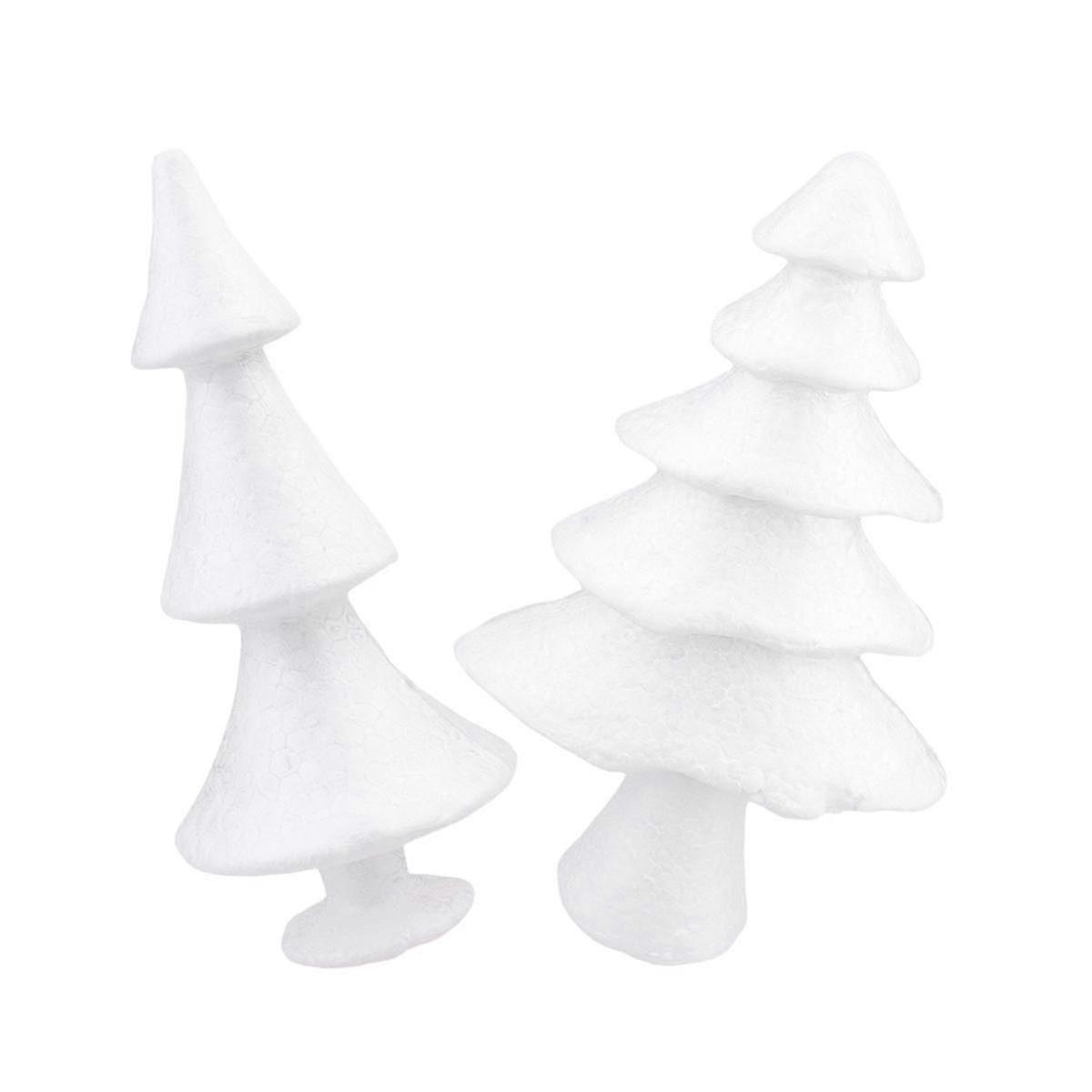 2pcs White Christmas Tree Model DIY Craft Material Decorative Props for Kids (2 Sizes)