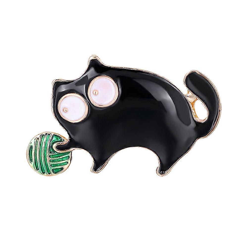 Animal Jewelry Cat Brooches Women Black Color 3.3x2cm Size Oil Drops Material Casual Wear 1Pc