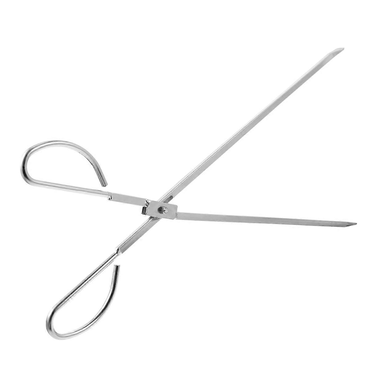 Firewood Tongs Stainless Steel 48x10cm, Long-Handled Charcoal Clip for Open Flame, Grill and Fireplace Use, Silver