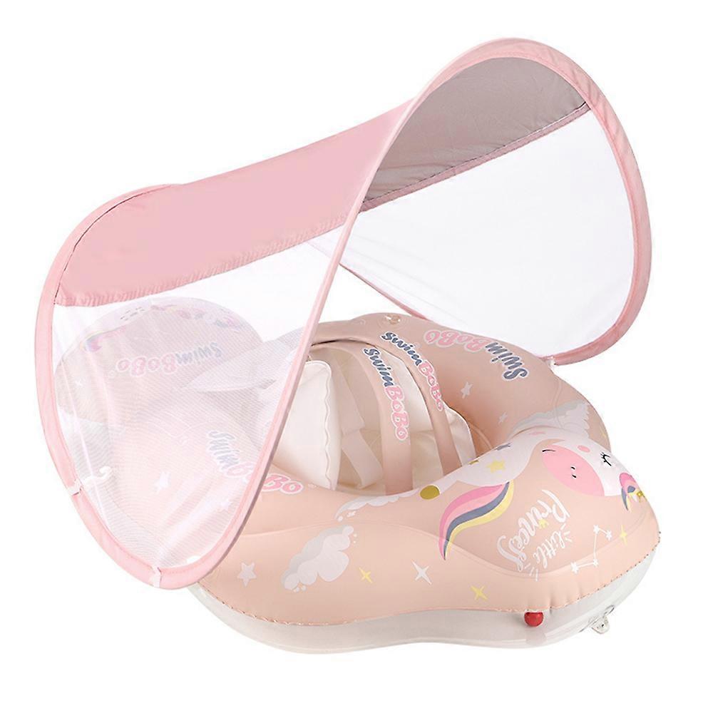 Baby Svømming Float Oppblåsbar Spedbarn Pool Float Ring Med Solbeskyttelse Avtakbar Baldakin-S