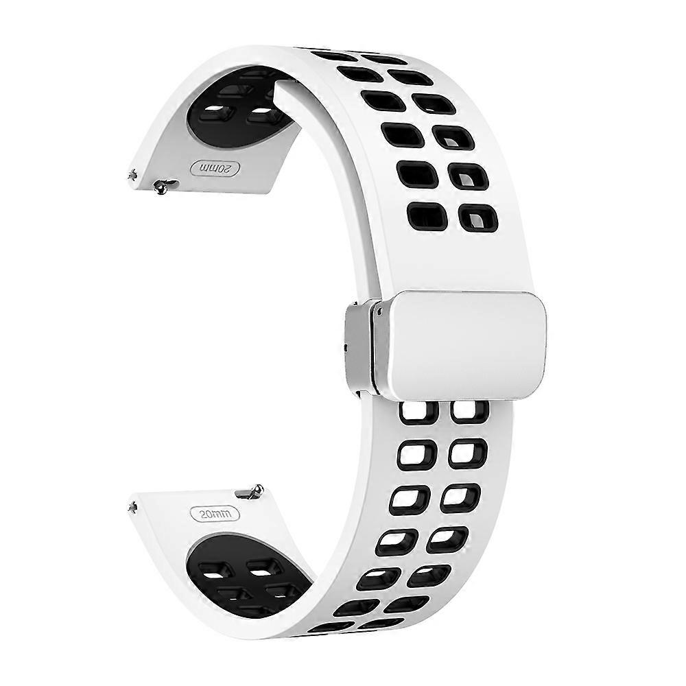 Double-row Hole Folding Silver Buckle Two-color Silicone Watch Band