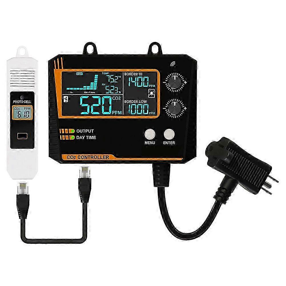 Single Channel CO2 Monitor with Probe and Pressure Reducer Valve for Greenhouse, US Plug