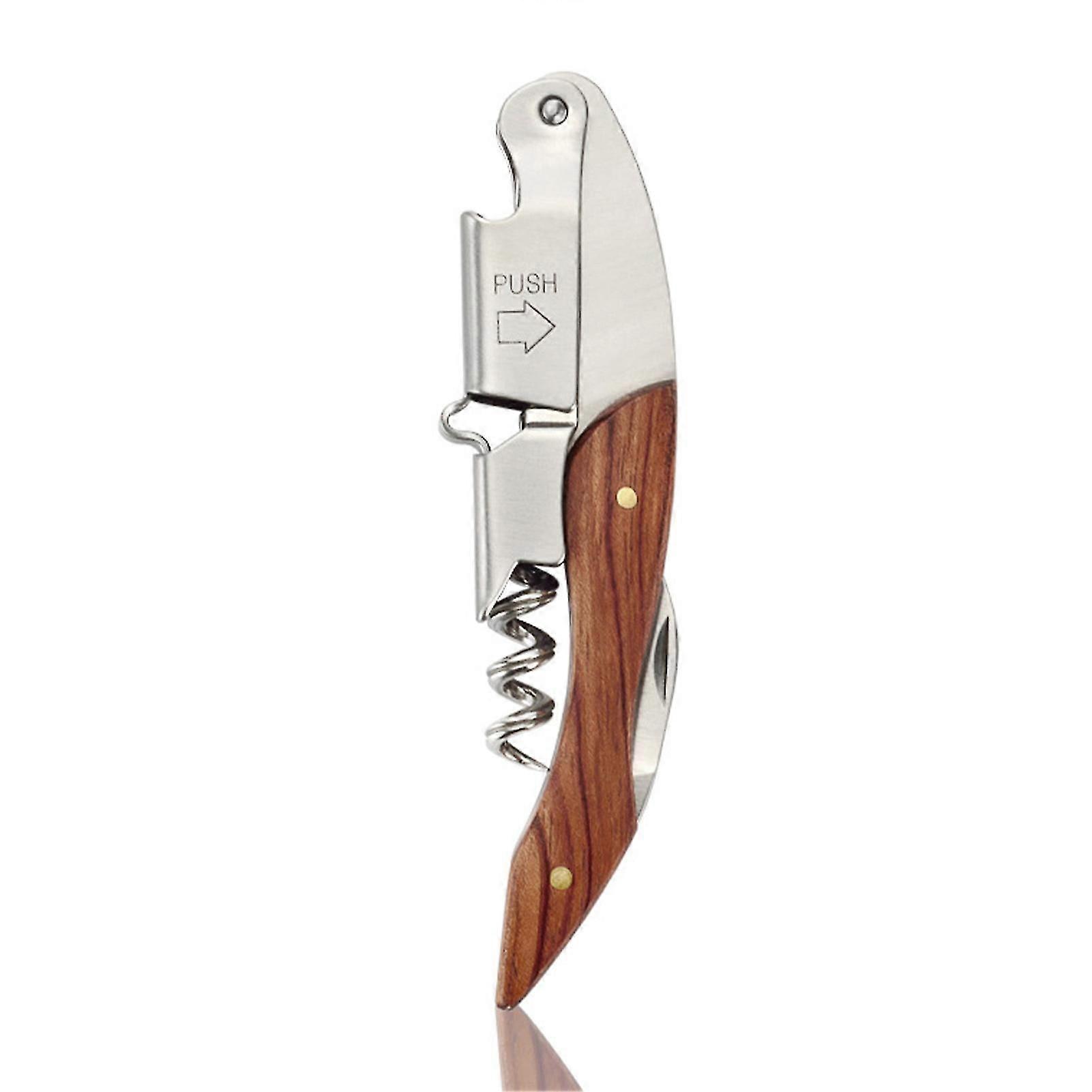 Professional Wine Opener with Ergonomic Wooden Handle, Double Hinged Corkscrew for Smooth Opening, Gift Quality Wine Accessory for Wine Enthusiasts